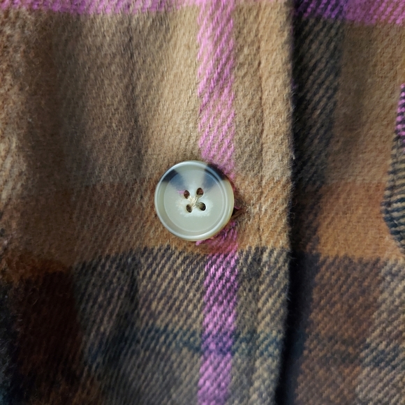 Aeropostle Brown & Pink Cotton Plaid Flannel Patterned Lined Button Up Shacket - Picture 10 of 12